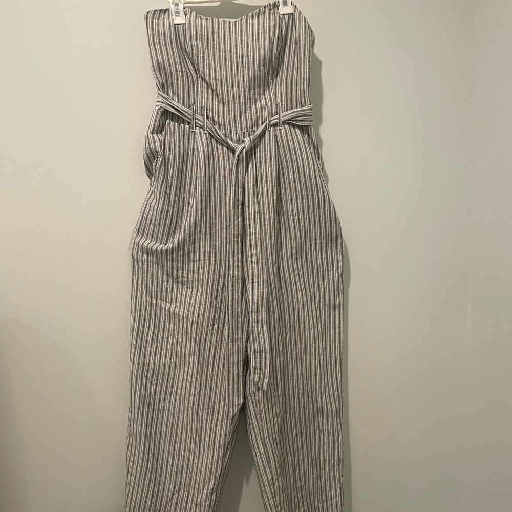Striped Strapless Jumpsuit
